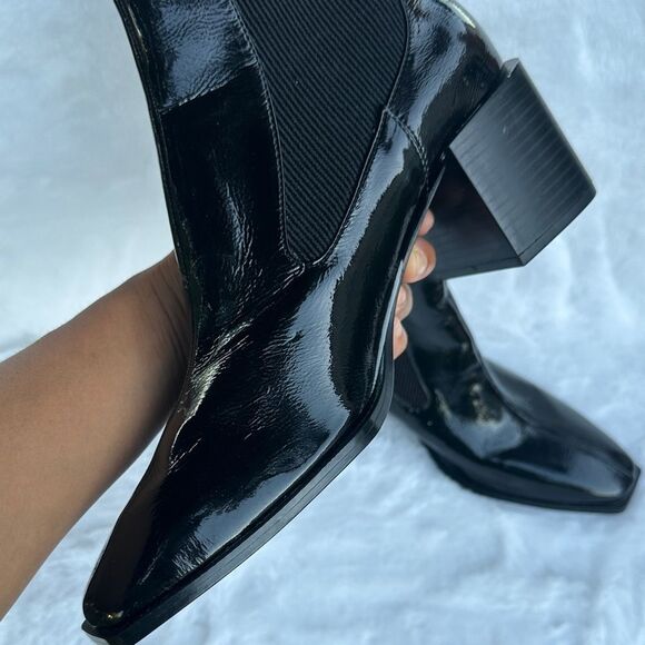ZARA Black Patent Leather Ankle Boots - Picture 5 of 11